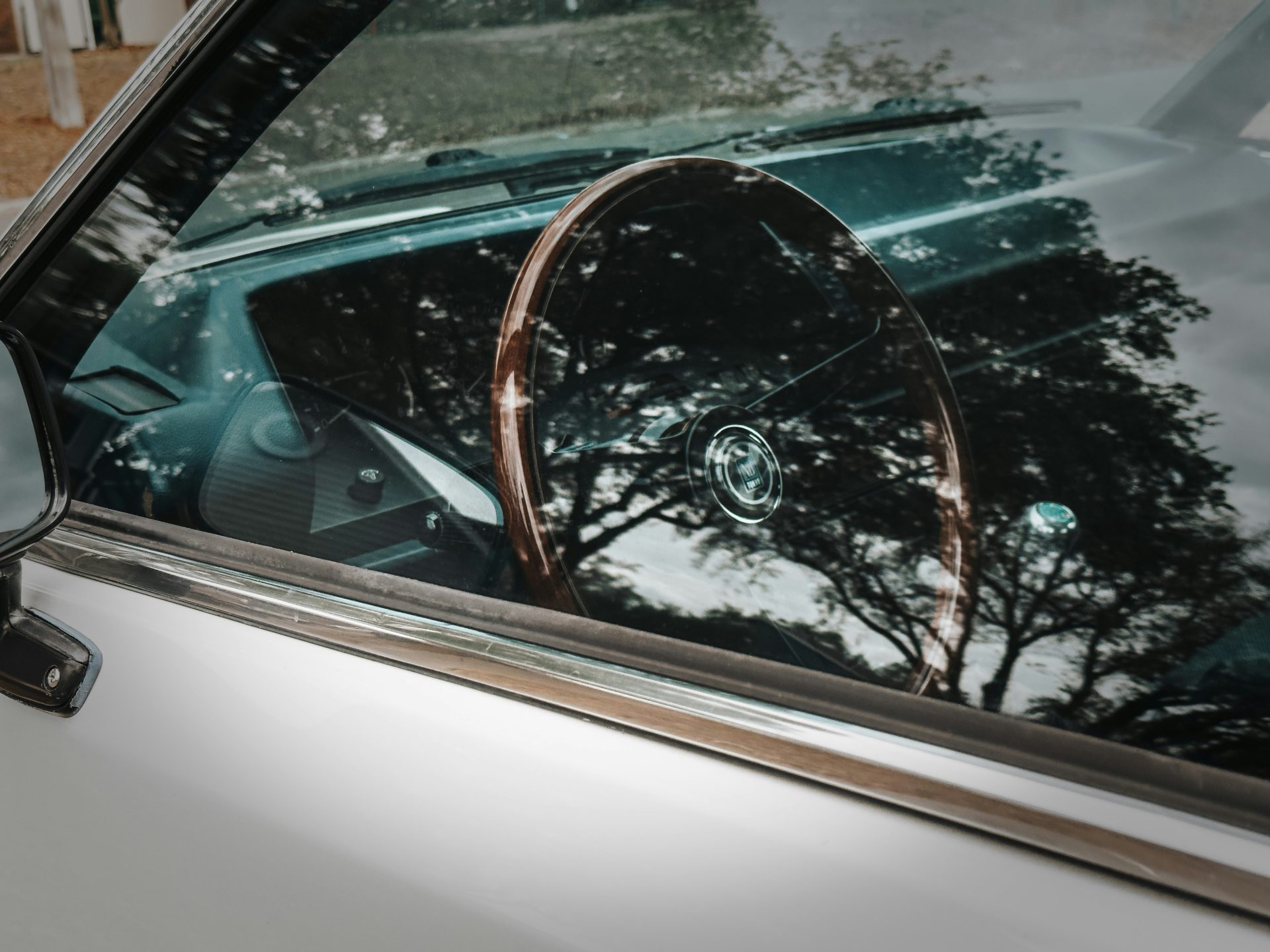 a close up of a car with a steering wheel